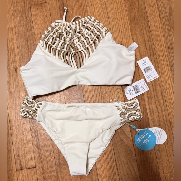 WET Swimwear Riviera Maya lvory Top (S) and Bottoms (M) - Picture 2 of 4